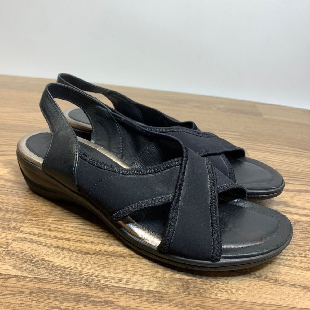 Ecco‎ Black Felicia Stretch Crossover Slingback Sandal Comfort Shoe EU 40 US 9